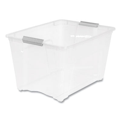 Stack and Pull Latching Flat Lid Storage Box, 13.5 gal, 22" x 16.5" x 13.03", Clear OrdermeInc OrdermeInc