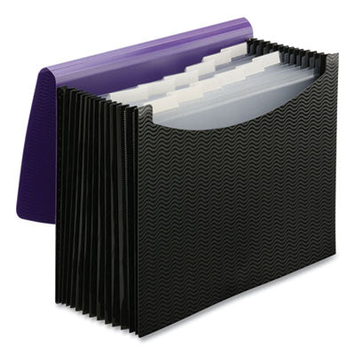 12-Pocket Poly Expanding File, 0.88" Expansion, 12 Sections, Cord/Hook Closure, 1/6-Cut Tabs, Letter Size, Black/Purple OrdermeInc OrdermeInc