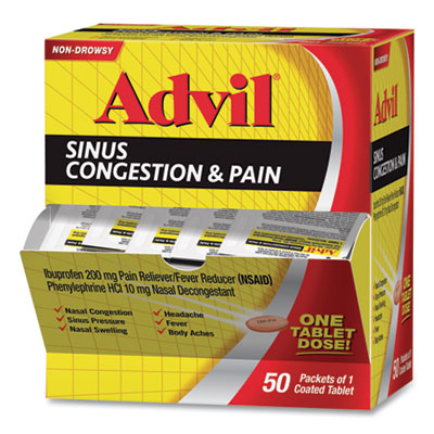 ACME UNITED CORPORATION Sinus Congestion and Pain Relief, 50/Box - OrdermeInc