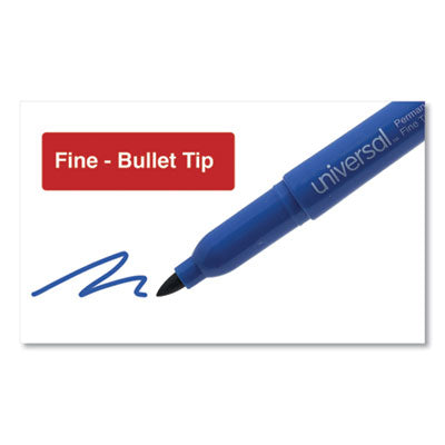 Pen-Style Permanent Marker, Fine Bullet Tip, Blue, Dozen OrdermeInc OrdermeInc