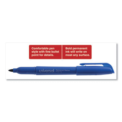 Pen-Style Permanent Marker, Fine Bullet Tip, Blue, Dozen OrdermeInc OrdermeInc