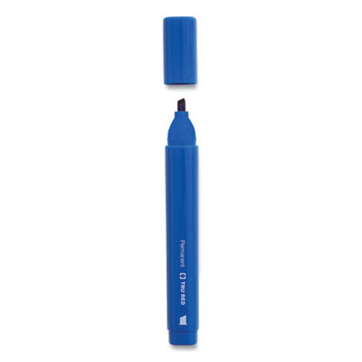 TRU RED™ Permanent Marker, Tank-Style, Medium Chisel Tip, Blue, Dozen - OrdermeInc