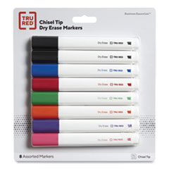 TRU RED™ Dry Erase Marker, Tank-Style, Medium Chisel Tip, Seven Assorted Colors, 8/Pack - OrdermeInc