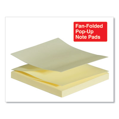 Fan-Folded Self-Stick Pop-Up Note Pads Cabinet Pack, 3" x 3", Yellow, 90 Sheets/Pad, 24 Pads/Pack OrdermeInc OrdermeInc