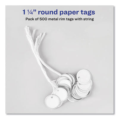 AVERY PRODUCTS CORPORATION Heavyweight Stock Metal Rim Tags, 1.25" dia, White, 500/Box