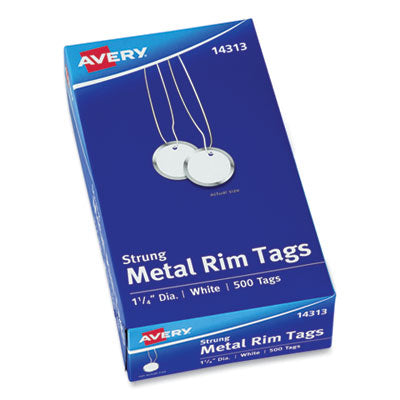 AVERY PRODUCTS CORPORATION Heavyweight Stock Metal Rim Tags, 1.25" dia, White, 500/Box