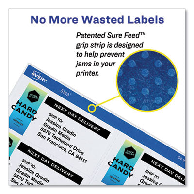 AVERY PRODUCTS CORPORATION Shipping Labels w/ TrueBlock Technology, Laser Printers, 2 x 4, White, 10/Sheet, 25 Sheets/Pack