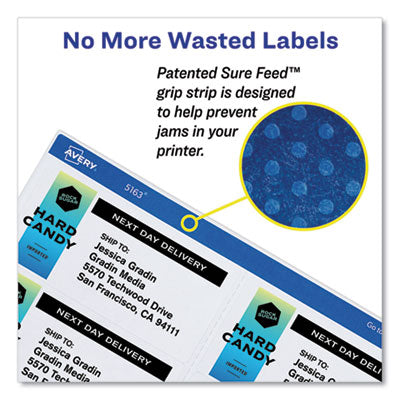 AVERY PRODUCTS CORPORATION Shipping Labels w/ TrueBlock Technology, Laser Printers, 3.33 x 4, White, 6/Sheet, 25 Sheets/Pack