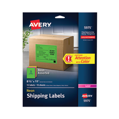 High-Visibility Permanent Laser ID Labels, 8.5 x 11, Asst. Neon, 15/Pack OrdermeInc OrdermeInc