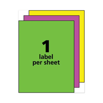 High-Visibility Permanent Laser ID Labels, 8.5 x 11, Asst. Neon, 15/Pack OrdermeInc OrdermeInc