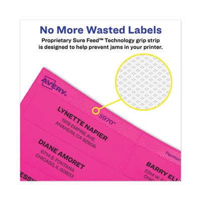 AVERY PRODUCTS CORPORATION High-Visibility Permanent Laser ID Labels, 2 x 4, Neon Magenta, 1000/Box