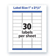 AVERY PRODUCTS CORPORATION Waterproof Address Labels with TrueBlock and Sure Feed, Laser Printers, 1 x 2.63, White, 30/Sheet, 50 Sheets/Pack