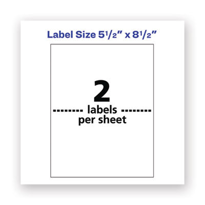 Waterproof Shipping Labels with TrueBlock Technology, Laser Printers, 5.5 x 8.5, White, 2/Sheet, 500 Sheets/Box OrdermeInc OrdermeInc