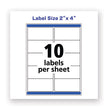 AVERY PRODUCTS CORPORATION Waterproof Shipping Labels with TrueBlock and Sure Feed, Laser Printers, 2 x 4, White, 10/Sheet, 50 Sheets/Pack