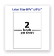 AVERY PRODUCTS CORPORATION Waterproof Shipping Labels with TrueBlock Technology, Laser Printers, 5.5 x 8.5, White, 2/Sheet, 50 Sheets/Pack