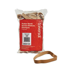 Universal® Rubber Bands, Size 107, 0.06" Gauge, Beige, 1 lb Box, 40/Pack - OrdermeInc