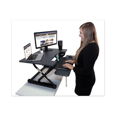 High Rise Height Adjustable Standing Desk with Keyboard Tray, 31" x 31.25" x 5.25" to 20", Gray/Black OrdermeInc OrdermeInc