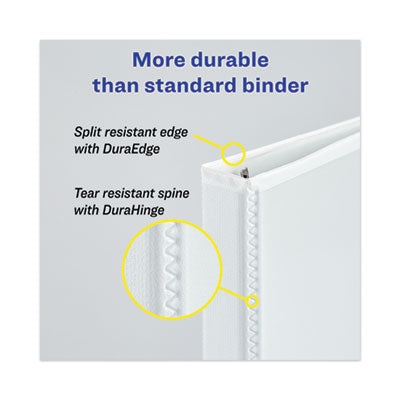 Heavy-Duty View Binder with DuraHinge, One Touch EZD Rings/Extra-Wide Cover, 3 Ring, 1.5" Capacity, 11 x 8.5, White, (1319) - OrdermeInc