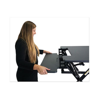 High Rise Height Adjustable Standing Desk with Keyboard Tray, 36" x 31.25" x 5.25" to 20", Gray/Black OrdermeInc OrdermeInc