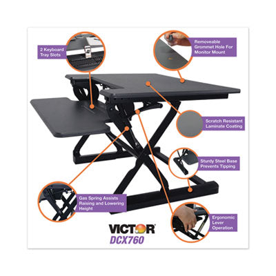 High Rise Height Adjustable Standing Desk with Keyboard Tray, 36" x 31.25" x 5.25" to 20", Gray/Black OrdermeInc OrdermeInc