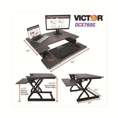 High Rise Height Adjustable Standing Desk with Keyboard Tray, 36" x 31.25" x 5.25" to 20", Gray/Black OrdermeInc OrdermeInc