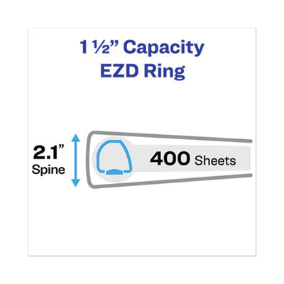 Heavy-Duty View Binder with DuraHinge, One Touch EZD Rings/Extra-Wide Cover, 3 Ring, 1.5" Capacity, 11 x 8.5, White, (1319) - OrdermeInc