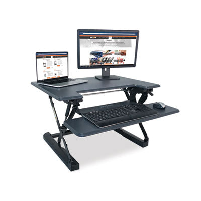 High Rise Height Adjustable Standing Desk with Keyboard Tray, 31" x 31.25" x 5.25" to 20", Gray/Black OrdermeInc OrdermeInc