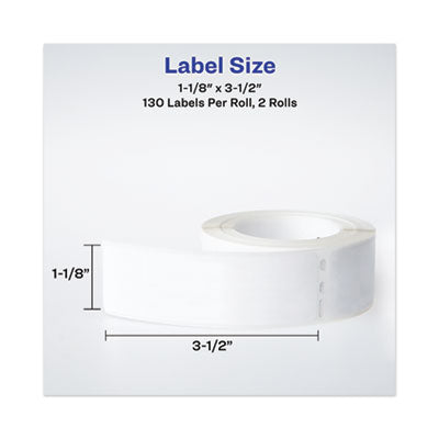 Multipurpose Thermal Labels, 1.13 x 3.5, White, 130/Roll, 2 Rolls/Pack OrdermeInc OrdermeInc
