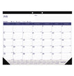 Academic Monthly Desk Pad Calendar, 22 x 17, White/Blue/Gray Sheets, Black Binding/Corners, 13-Month (July-July): 2023-2024 - OrdermeInc