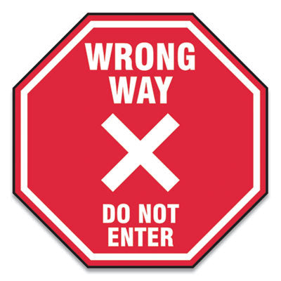 Slip-Gard Social Distance Floor Signs, 12 x 12, "Wrong Way Do Not Enter", Red, 25/Pack OrdermeInc OrdermeInc