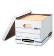 FELLOWES MFG. CO. STOR/FILE Basic-Duty Storage Boxes, Letter/Legal Files, 12.5" x 16.25" x 10.5", White/Blue, 4/Carton - OrdermeInc