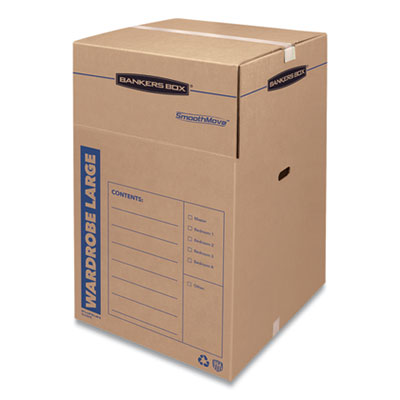 SmoothMove Wardrobe Box, Regular Slotted Container (RSC), 24" x 24" x 40", Brown/Blue, 3/Carton OrdermeInc OrdermeInc