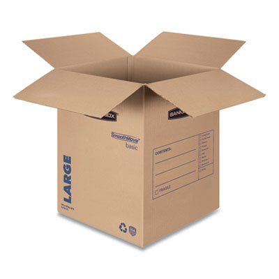 SmoothMove Basic Moving Boxes, Regular Slotted Container (RSC), Large, 18" x 18" x 24", Brown/Blue, 15/Carton OrdermeInc OrdermeInc