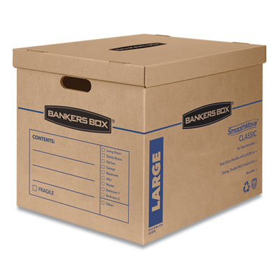 Bankers Box® SmoothMove Classic Moving/Storage Boxes, Half Slotted Container (HSC), Large, 17" x 21" x 17", Brown/Blue, 5/Carton OrdermeInc OrdermeInc