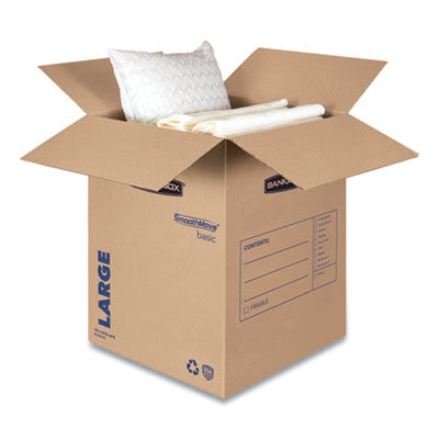 SmoothMove Basic Moving Boxes, Regular Slotted Container (RSC), Large, 18" x 18" x 24", Brown/Blue, 15/Carton OrdermeInc OrdermeInc