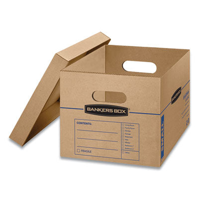 FELLOWES MFG. CO. SmoothMove Classic Moving/Storage Boxes, Half Slotted Container (HSC), Small, 12" x 15" x 10", Brown/Blue, 20/Carton - OrdermeInc