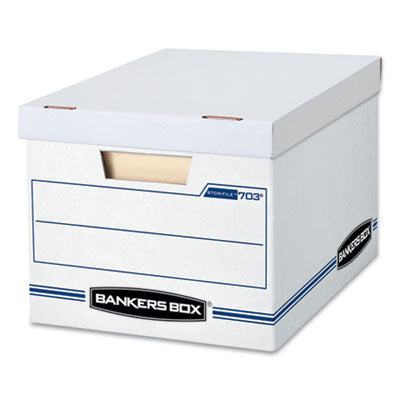 FELLOWES MFG. CO. STOR/FILE Basic-Duty Storage Boxes, Letter/Legal Files, 12.5" x 16.25" x 10.5", White/Blue, 4/Carton - OrdermeInc