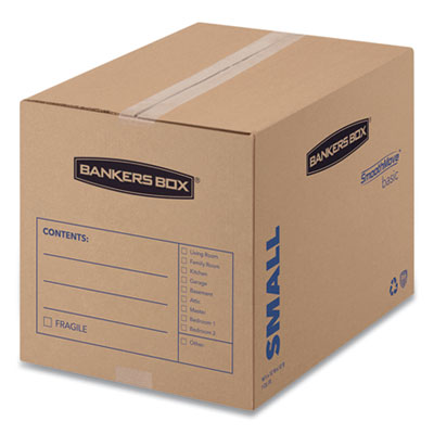 SmoothMove Basic Moving Boxes, Regular Slotted Container (RSC), Small, 12" x 16" x 12", Brown/Blue, 25/Bundle OrdermeInc OrdermeInc