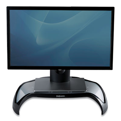 Fellowes® Smart Suites Corner Monitor Riser, For 21" Monitors, 18.5" x 12.5" x 3.88" to 5.13", Black/Clear Frost, Supports 40 lbs OrdermeInc OrdermeInc