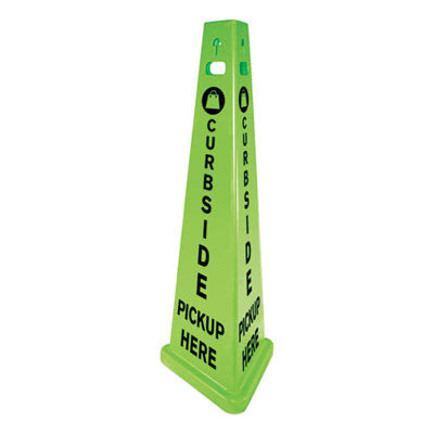 Impact® TriVu 3-Sided Curbside Pickup Here Sign, Fluorescent Green, 14.75 x 12.7 x 40, Plastic OrdermeInc OrdermeInc