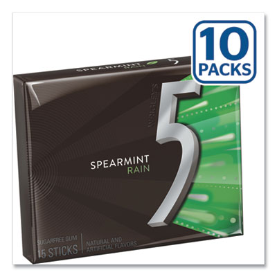 5 Gum, Spearmint Rain, 15 Sticks/Pack, 10 Packs/Box OrdermeInc OrdermeInc