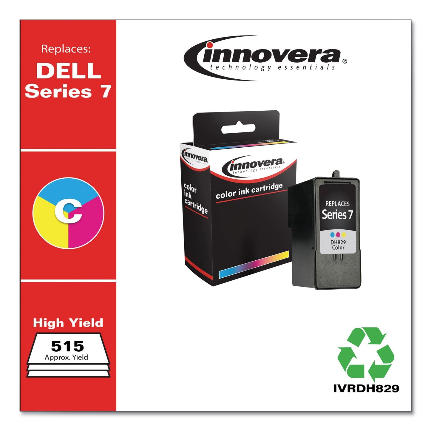 Remanufactured Tri-Color High-Yield Ink, Replacement for Series 7 (CH884), 515 Page-Yield