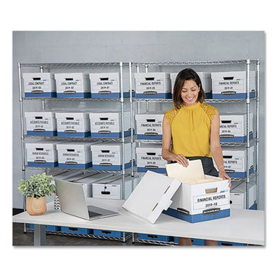 Bankers Box® STOR/FILE Medium-Duty Storage Boxes, Letter Files, 12.88" x 25.38" x 10.25", White/Blue, 4/Carton OrdermeInc OrdermeInc