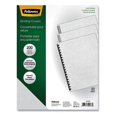 Fellowes® Expressions Classic Grain Texture Presentation Covers for Binding Systems, White, 11.25 x 8.75, Unpunched, 200/Pack OrdermeInc OrdermeInc