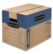 FELLOWES MFG. CO. SmoothMove Prime Moving/Storage Boxes, Hinged Lid, Regular Slotted Container, Small, 12" x 16" x 12", Brown/Blue, 10/Carton - OrdermeInc
