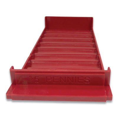Stackable Plastic Coin Tray, Pennies, 10 Compartments, Denomination and Capacity Etched On Side, Stackable, 10 x 5, Red OrdermeInc OrdermeInc