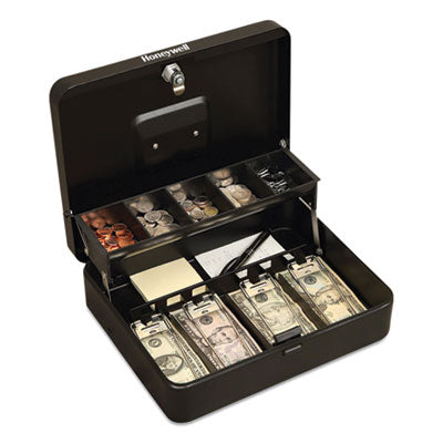 Tiered CantiDoor Lever Cash Box, 4 Bill, 5 Coin Slots, Key Lock, 11.9 x 9.7 x 3.5, Steel, Black OrdermeInc OrdermeInc