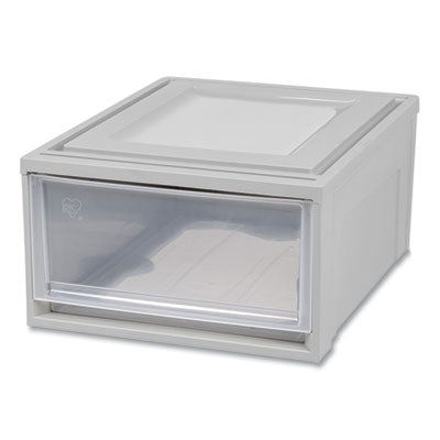 Stackable Storage Drawer, 7.75 gal, 15.75" x 19.62" x 9", Gray/Translucent Frost - OrdermeInc