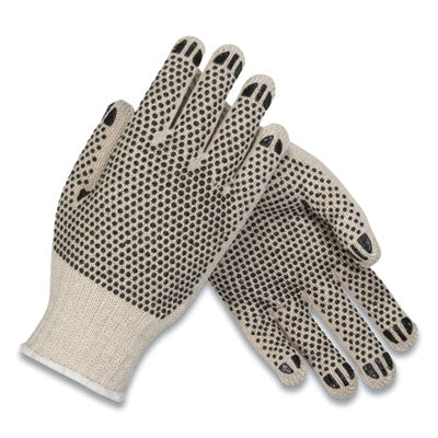 PVC-Dotted Cotton/Polyester Work Gloves, Small, Gray/Black, 12 Pairs