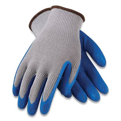 GP Latex-Coated Cotton/Polyester Gloves, Medium, Gray/Blue, 12 Pairs
